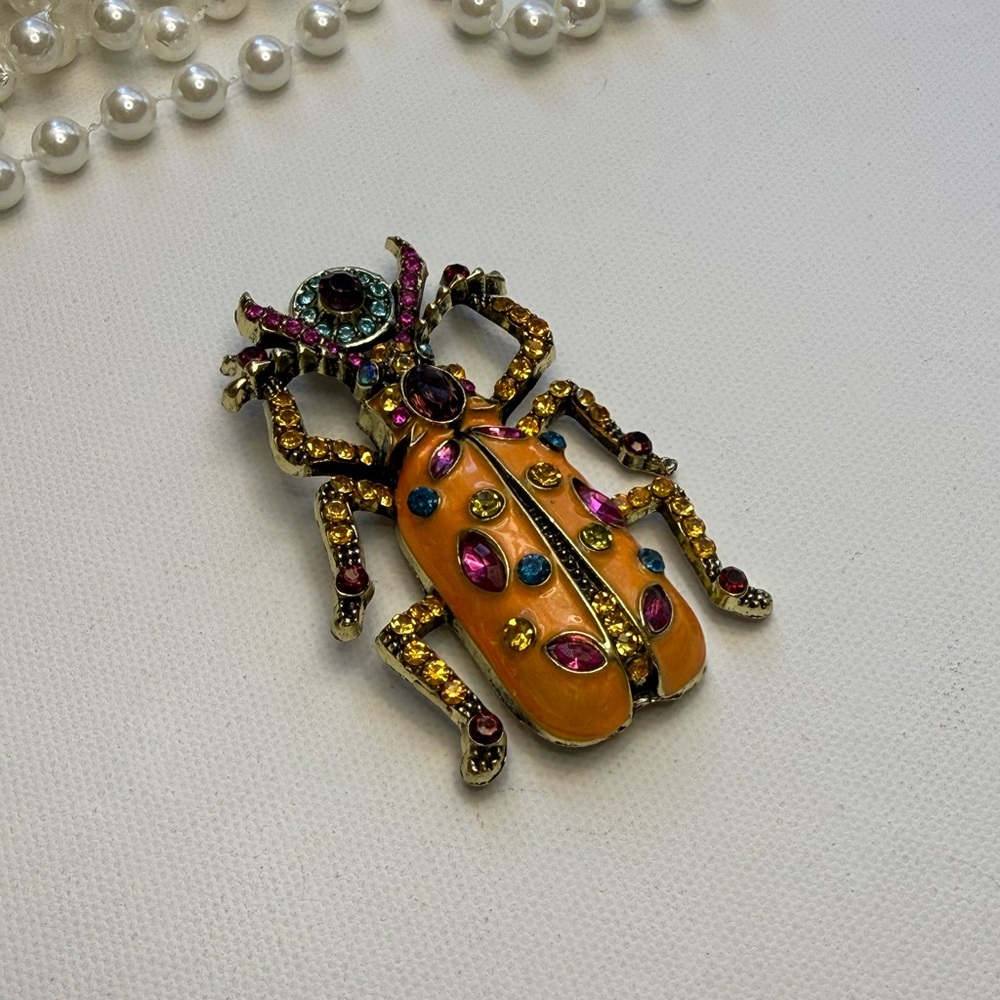 Colorful Beetle Brooch with Gem Accents - Picture 10 of 10